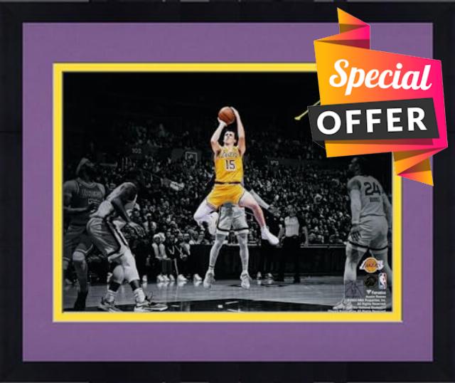Framed Austin Reaves Los Angeles Lakers Autographed 11" x 14" Spotlight Photograph - Signed in Yellow - Autographed NBA Photos