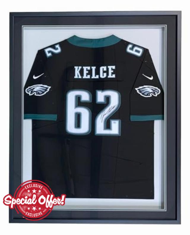 Jason Kelce Signed Framed Philadelphia Black Football Jersey 2 PSA ITP