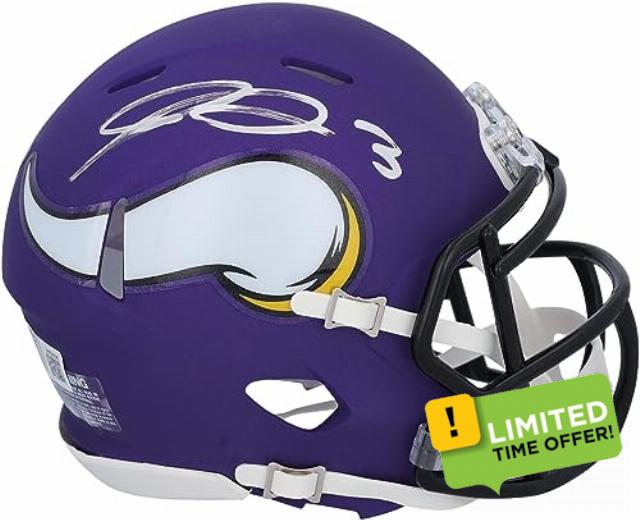 Jordan Addison Minnesota Vikings Autographed Riddell Speed Mini Helmet - Autographed NFL Mini Helmets