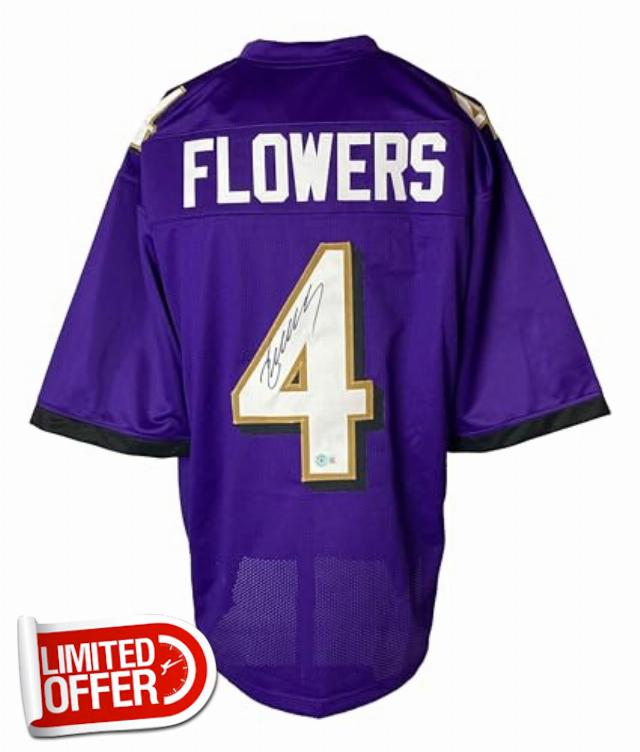Zay Flowers Signed Custom Purple Pro-Style Football Jersey BAS ITP