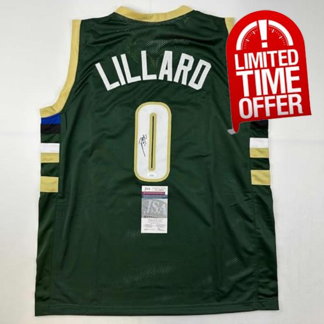 Autographed/Signed Damian Lillard Milwaukee Green Basketball Jersey JSA COA