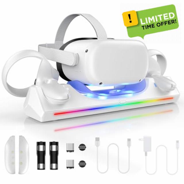 Aceshop VR Charging Dock for Quest 2 with LED Light