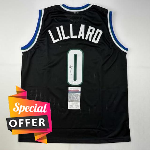 Autographed/Signed Damian Lillard Milwaukee Black Basketball Jersey JSA COA
