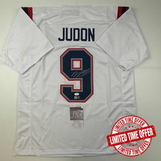 Autographed/Signed Matthew Judon New England White Football Jersey JSA COA