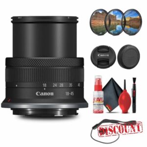 Canon RF-S 18-45mm f/4.5-6.3 is STM Lens with Filter kit + Cleaning Kit + Cap Keeper (Renewed)
