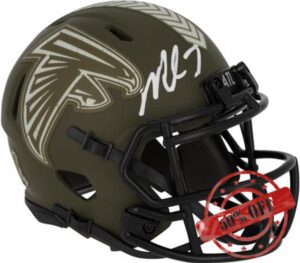 Michael Vick Atlanta Falcons Autographed Riddell 2022 Salute to Service Speed Mini Helmet - Autographed NFL Mini Helmets
