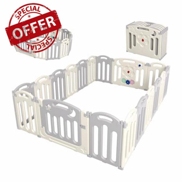 Hoopyosms Plastic Baby Playpen with Gate