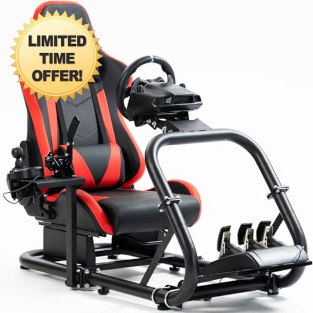 Anman Stability Racing Simulator Cockpit with Red Seat fit for Logitech/Thrustmaster/FANTEC