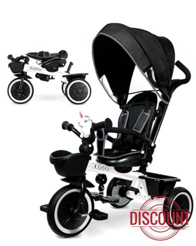 KRIDDO 7-in-1 Tricycle Stroller for Toddlers 18 Months to 5 Years