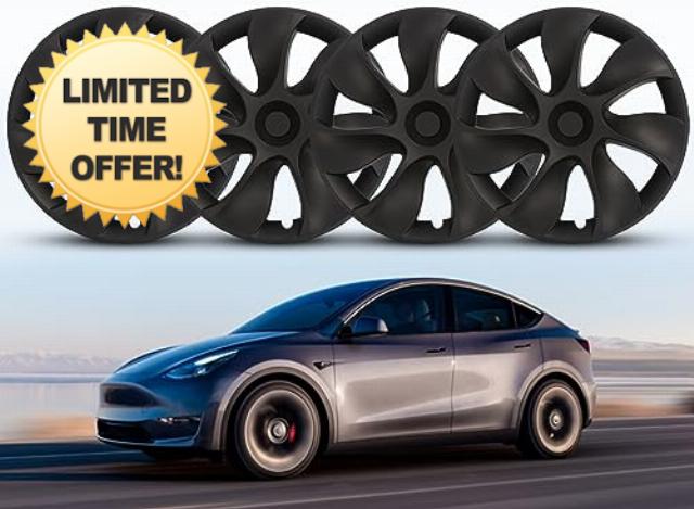 Model Y Wheel Covers 19inch for 2019-2023 Tesla Model Y hubcaps Accessories- Set of 4 Replacement Hub Caps - Enhanced Protection and Stylish Design (Vortex Model - Matte Black)