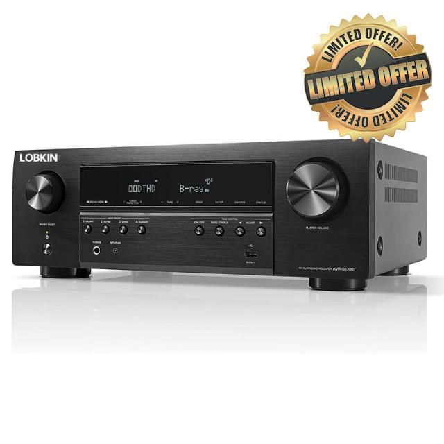 LOBKIN AVR-S570BT 5.2 Channel AV Receiver - 8K Ultra HD Audio & Video