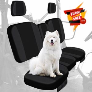 StarknightMT UTV Defender Seat Cover Waterproof Dustproof Seat Covers Black Compatible with Can Am Defender DPS MAX 6X6 PRO 2016-2024 Split Bench Seats Covers Defender Accessories