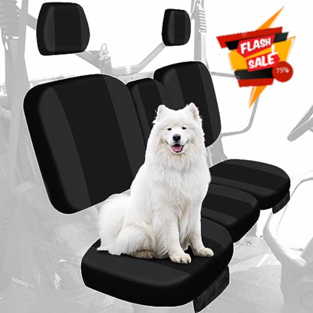 StarknightMT UTV Defender Seat Cover Waterproof Dustproof Seat Covers Black Compatible with Can Am Defender DPS MAX 6X6 PRO 2016-2024 Split Bench Seats Covers Defender Accessories
