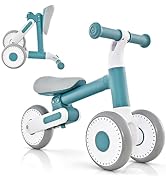GYMAX Balance Bike, No Pedal Baby Walker Push Ride On Toy with 4 Wheels, Ergonomic Handle, Ages 1...