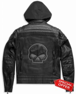 Harley Men’s Genuine Cowhide Top Grain Premium Passing Link Black Leather Biker Jacket Motorcycle Vents Cafe Racer Jacket