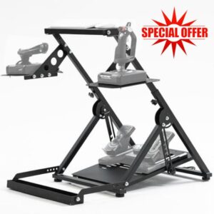 Anman Universal Racing Wheel Stand 3.0 with Fixed Seat Foldable Tilt-Adjustable Fight Sim Mount fit for Logitech Joystick Pedals