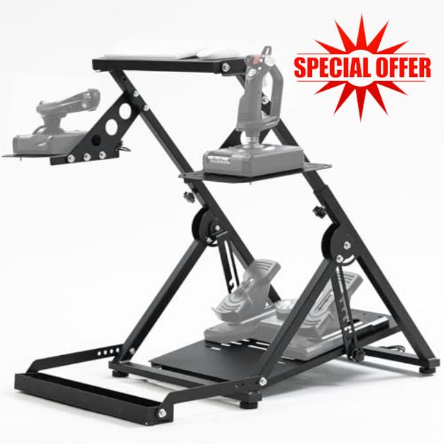 Anman Universal Racing Wheel Stand 3.0 with Fixed Seat Foldable Tilt-Adjustable Fight Sim Mount fit for Logitech Joystick Pedals