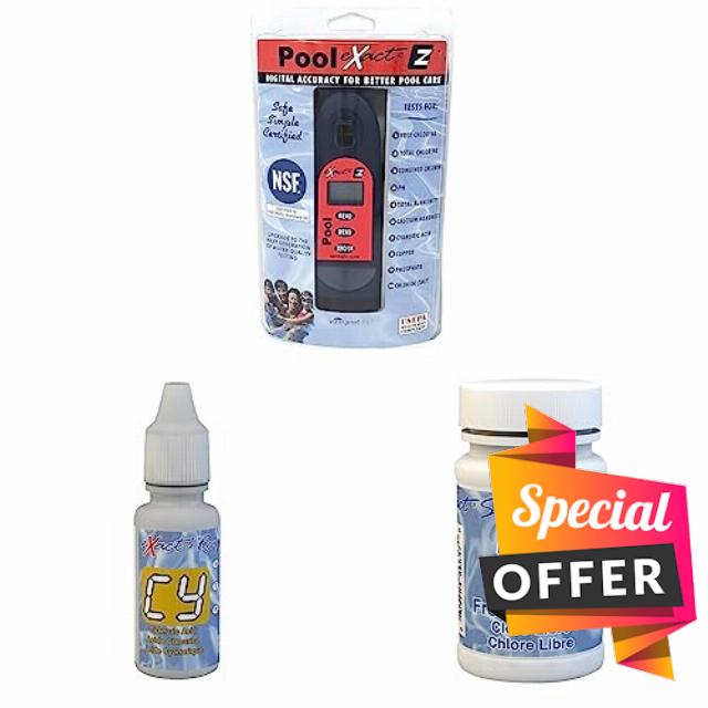 ITS 486201 Pool Exact EZ Photometer Entry Digital Pool Water Test Kit & 481652-III Exact Reagent Cyanuric Acid III for Photometers & 486637 DPD-1 Micro Free Chlorine Strip for Photometers