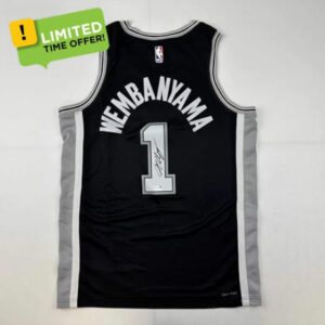 Autographed/Signed Victor Wembanyama San Antonio Spurs Black Authentic Swingman Basketball Jersey Fanatics COA