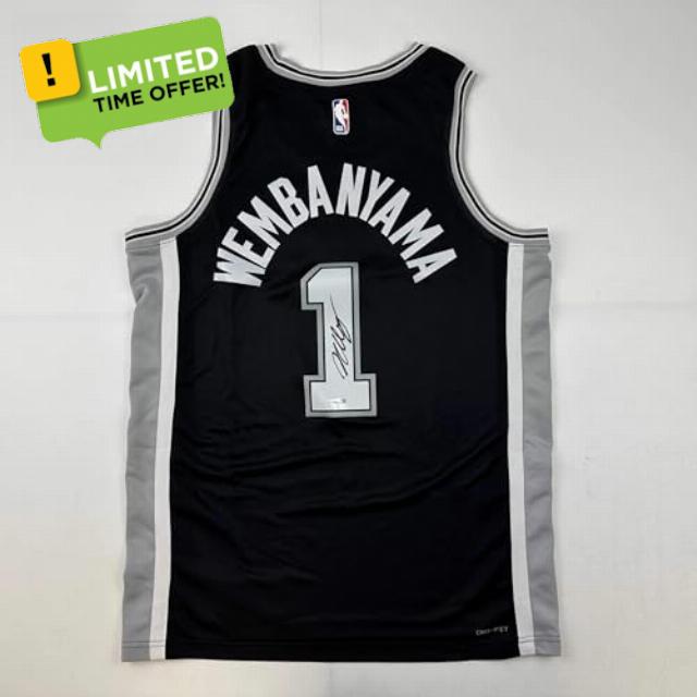 Autographed/Signed Victor Wembanyama San Antonio Spurs Black Authentic Swingman Basketball Jersey Fanatics COA