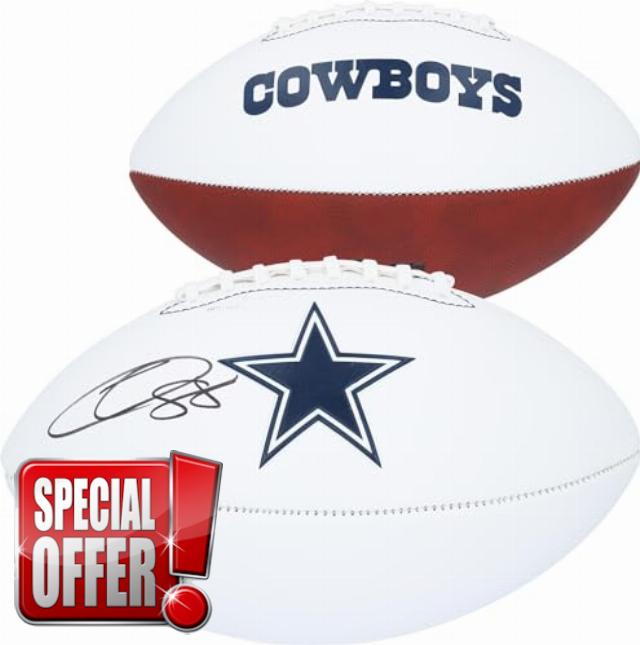 CeeDee Lamb Dallas Cowboys Autographed Franklin White Panel Football - Autographed Footballs