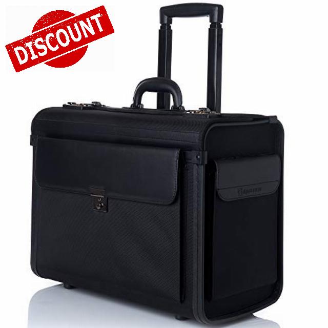 Alpine Swiss Rolling 17" Laptop Briefcase on Wheels Attache Lawyers Case Legal Size