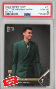 Graded 2023 Topps Now Victor Wembanyama #D1 Draft Rookie RC Basketball Card PSA 10 Gem Mint