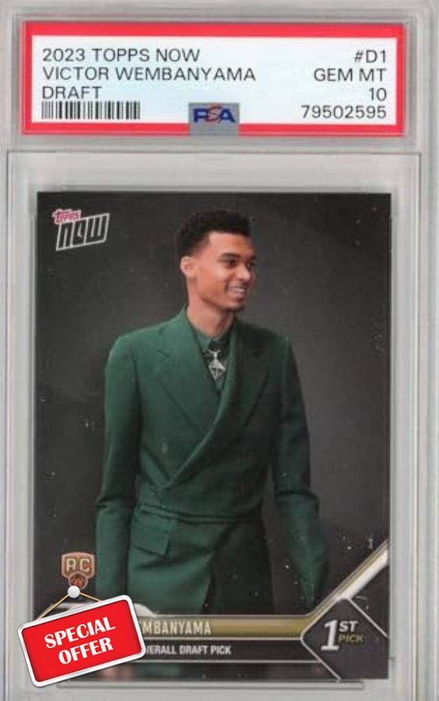 Graded 2023 Topps Now Victor Wembanyama #D1 Draft Rookie RC Basketball Card PSA 10 Gem Mint