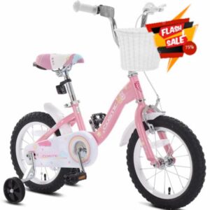 COSTIC Kids Bike for 3-8 Years Girls with Training Wheels & Front Handbrake Toddler Girl Bikes 12 14 16 Inch Princess Kids Bicycle with Basket Bike