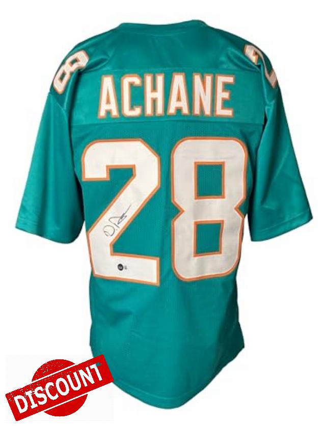 De'Von Achane Miami Signed Teal Football Jersey BAS ITP
