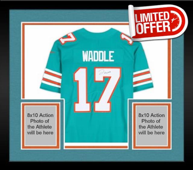 Framed Jaylen Waddle Miami Dolphins Autographed Aqua Nike Limited Jersey - Autographed NFL Jerseys