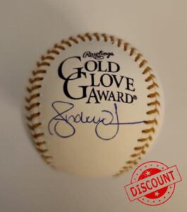 Andrew Jones Signed Autographed Gold Glove Award Baseball JSA Coa 1 - Autographed Baseballs
