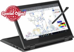 Lenovo Newest 11.6in 2-in-1 Convertible Laptop Anti-Glare Touchscreen Display Intel Quad Core N4120 4GB RAM 64GB Storage Web Cam Windows 10 Pro Active Stylus Included (300e)