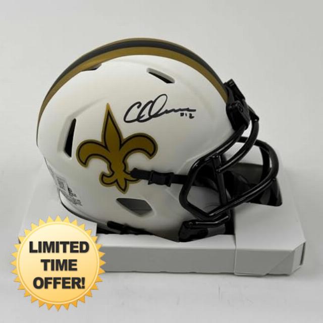 Autographed/Signed Chris Olave New Orleans Saints Lunar Eclipse Mini Football Helmet Beckett BAS COA