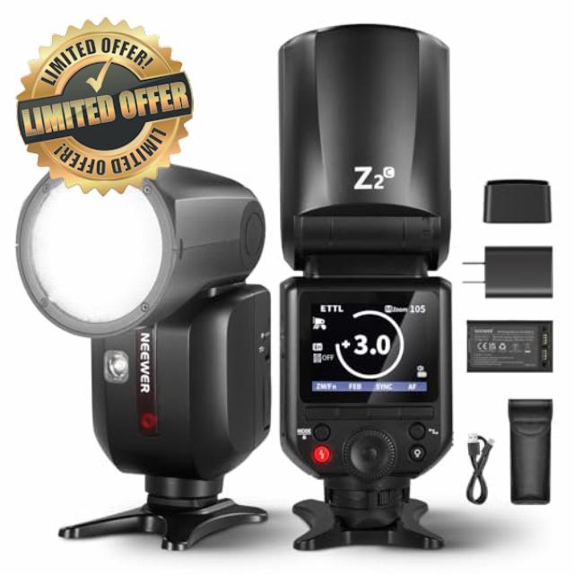 NEEWER Z2-C 2.4G TTL Round Head Flash Speedlite for Canon