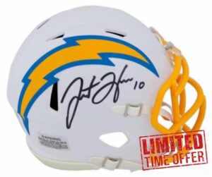 Justin Herbert Signed Los Angeles Chargers White 2020 Style Riddell Speed Mini Helmet - (Fanatics) - Autographed NFL Mini Helmets