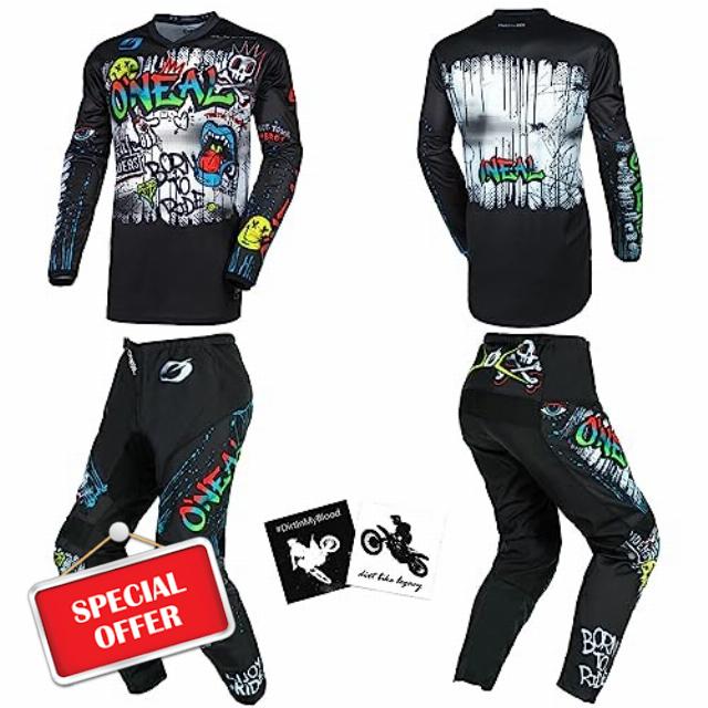 MX Outfit O'Neal Element Rancid Kids/Youth (Youth 28 (27)/Adult Small) Protective Pants Jersey bundle motocross dirt bike combo set