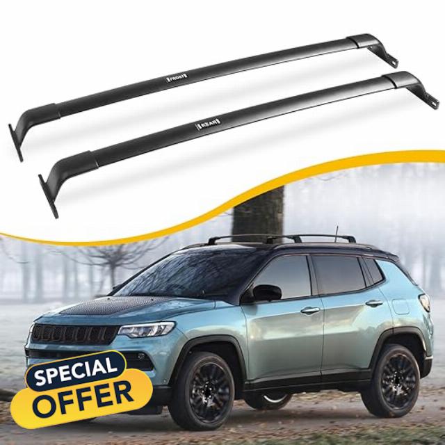 EZREXPM 220lbs Cross Bar Roof Rack Fit for Jeep Compass 2017-2024 Cargo Carrier Crossbar Rooftop Accessories (with Side Roof Rails)