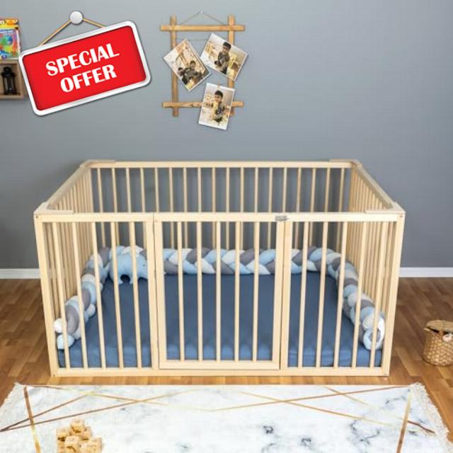 Montessori Floor Bed Twin Size 39x75" / Height 38.58'' | Pine Tree Toddler Bed Frame