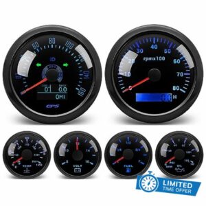 Faymizsa 6 Gauge Set 7 Color - 3-3/8" 85mm GPS Speedometer 160MPH & Tachometer