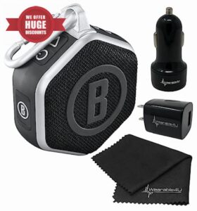 Wearable4U Bushnell Wingman Mini Black/Silver GPS Bluetooth Speaker Cleaning Cloth and Wall/Car Chargers Bundle