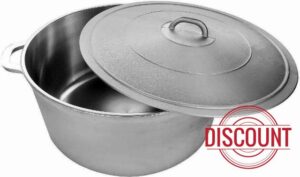 VBSQ Silver 33.8 Quart Dutch Oven With Lid RawQF Dutch ovens Iron dutch oven Dutch oven cast iron Cast iron set Cast iron set Dutch oven