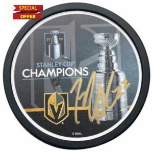 Michael Amadio Autographed Stanley Cup Vegas Golden Knights Signed Puck COA IGM - Autographed NHL Pucks