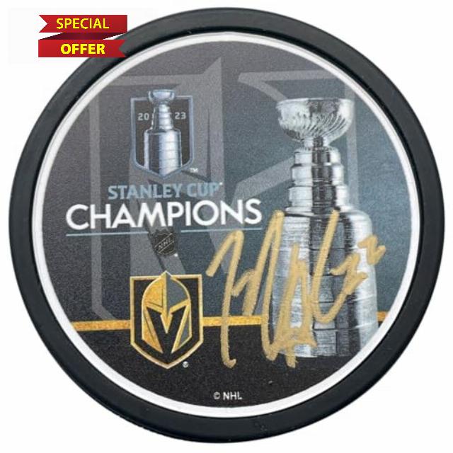 Michael Amadio Autographed Stanley Cup Vegas Golden Knights Signed Puck COA IGM - Autographed NHL Pucks