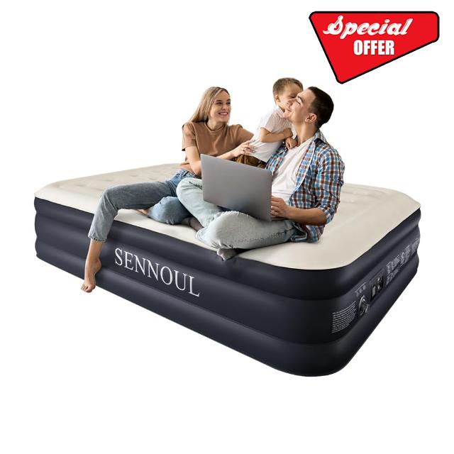 SENNOUL Air Mattress Queen with Built in Pump - Upgraded Blow Up Bed