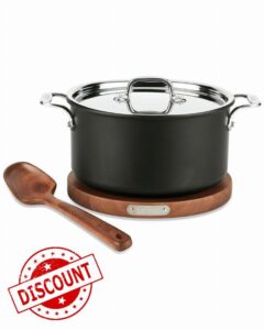 All-Clad NS1 Nonstick 6 quart dutch oven with Acacia wood trivet & spoon