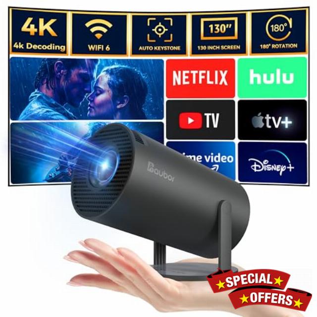 aubor Mini Projector with Android TV 11.0