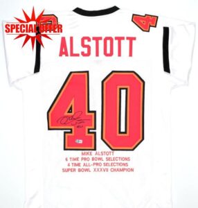 Mike Alstott Autographed White Pro STAT Style Jersey- Beckett W Hologram Black