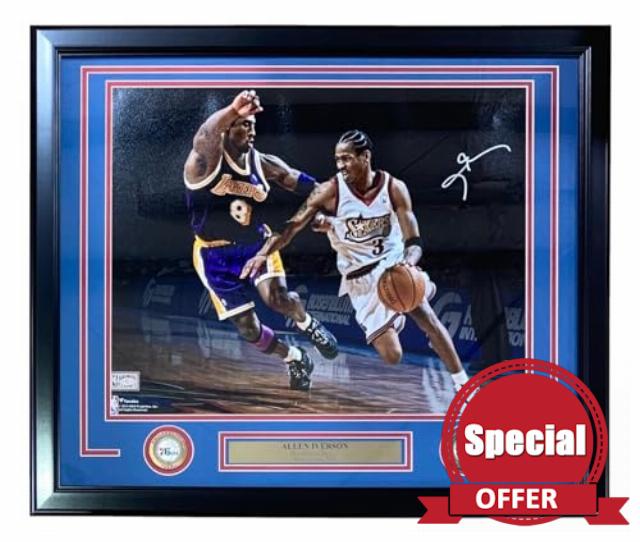 Allen Iverson Signed Framed 16x20 Philadelphia vs Kobe Photo 2 JSA ITP