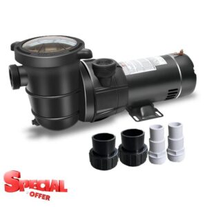 J07503SW DoE-Compliant CEC approved 1.5HP 115v 4920GPH Above Ground Pool Pump with On/Off Switch and Reversible Discharge